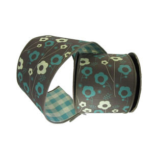 Fall Autumn Theme Brown Floral Dupion d.stevens 4" x 10 yds Wire Edge Ribbon